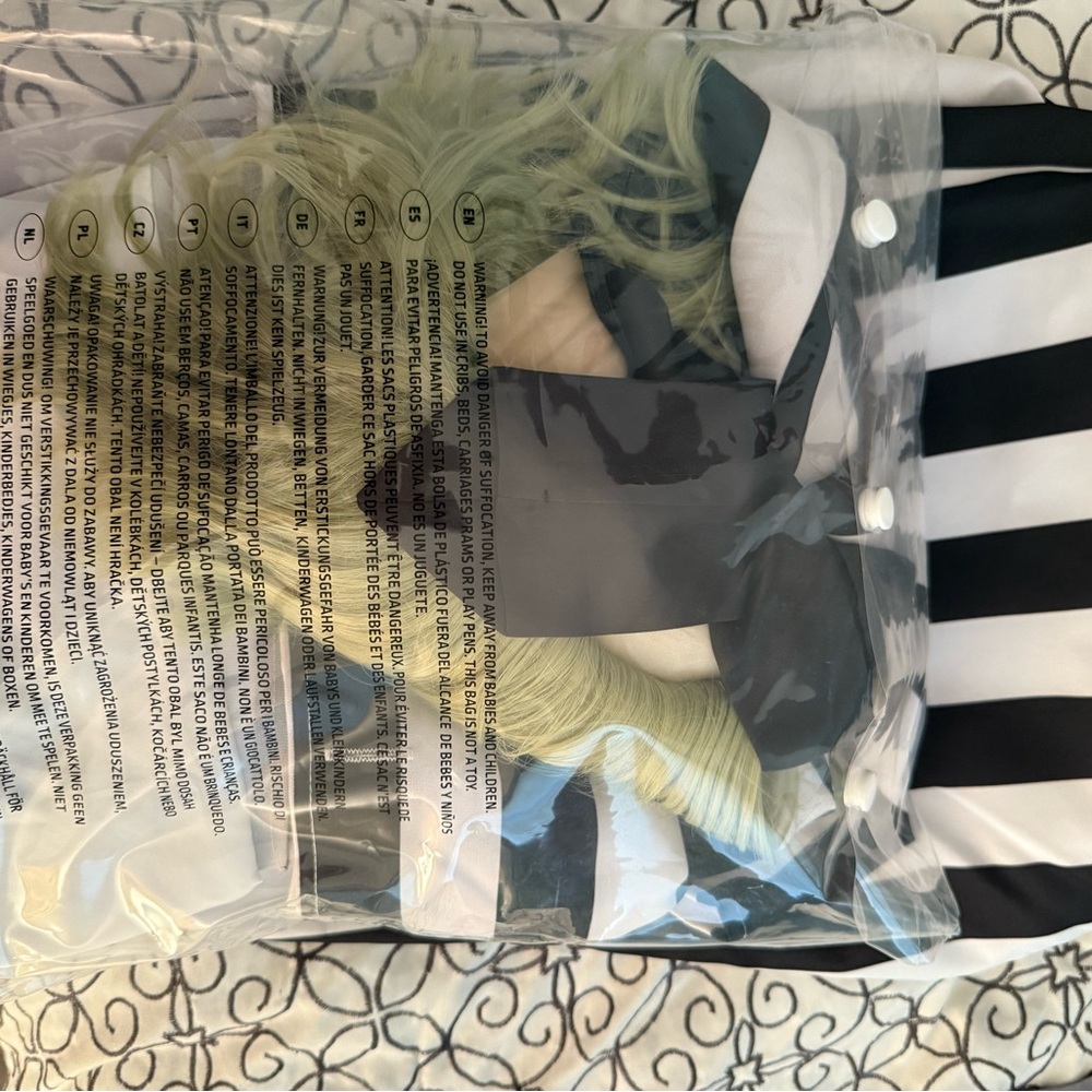 Men's Black and White Striped Costume Suit